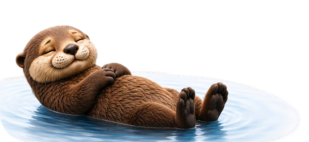 Lontra Pleno Seguros relaxada na água